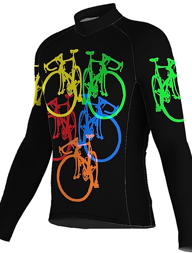  Hombre Maillot de Ciclismo Geométrico Manga Larga Bicicleta Maillot Camiseta con 3 bolsillos traseros MTB Bicicleta Montaña Ciclismo Carretera Secado rápido Bandas Reflectantes Bolsillo trasero