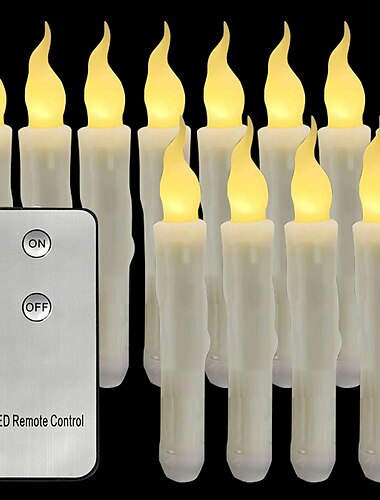  6/12 Uds velas led luces 6,5 pulgadas 16,5 cm velas cónicas led sin llama blancas velas cónicas colgantes que funcionan con pilas candelabros de batería parpadeantes para fiesta iglesia halloween