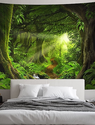  landskab stort gobelin træ hule natur gobelin væghængning tåget træ gobelin jungle creek gobelin solskin gennem træ til soveværelse stue