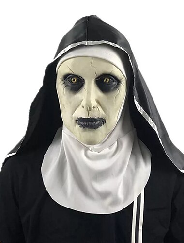  Halloween Nonne Maske Horror Latex Masken Cosplay Mascarillas Valak Gesichtsmasken mit Kopfbedeckung