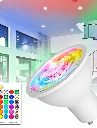  נורות ספוט gu10 led 5W שינוי צבע עם זיכרון rgb לבן מרחוק תאורת אווירה אווירה