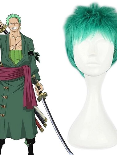  mcoser roronoa zoro цельные парики короткие зеленые пушистые синтетические волосы оп термостойкие волокна парик для косплея pelucas парики для Хэллоуина