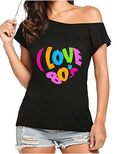  Retro Vintage 1980er Maskerade Damen Kostüm Jahrgang Cosplay Party / Abend T-shirt Halloween Schlager Outfit