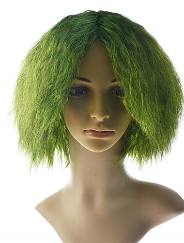  Pelucas de cosplay Verde Rizado Pelo sintético Corta pelucas Hombre pelucas Para la fiesta