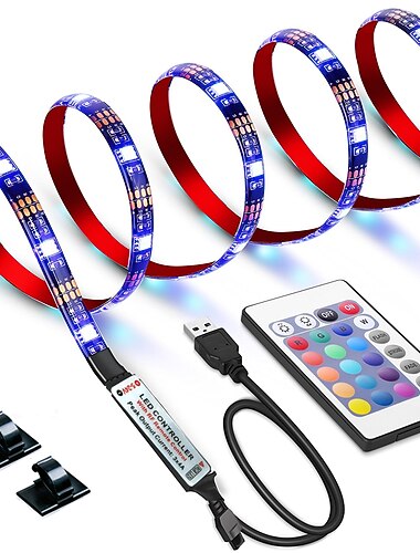  USB Led Strip Lights RGB Color Light Bar 14-95 inch TV Backlight Tit Including 24 Key IR 17 Key RF Controller PC Display Bedroom Game room Home Theater Atmosphere Light DC5V