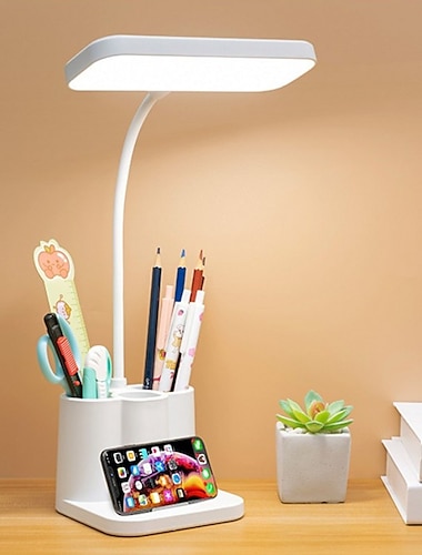  Desk Lamp LED Flexible Study Lamp With Pen Holder LED Desk Lamp With Touch Dimmable LED Stand Desk Lamp Reading Lamp Creative Smart Student Dormitory Desk Eye Protection Lamp Bedside Reading LED Pen Down Lamp