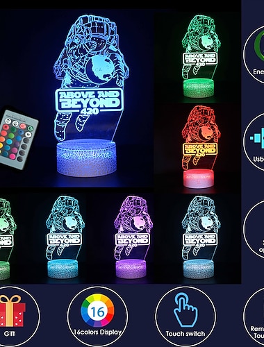  astronaut 3d nattlys for barn i verdensrommet 3d illusjon lys plass dekor16 farger fjernkontroll dimbar plass leker år gamle gutter og jenter