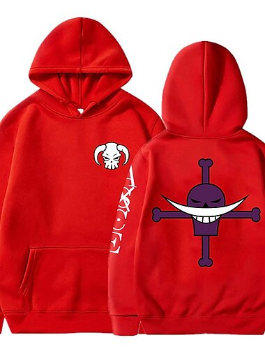  One Piece Pellicola: rosso Edward Newgate Pirati di Barbabianca Felpa con cappuccio Cartone animato Manga Manga Tasca frontale Grafica Per Da coppia Per uomo Per donna Per adulto Stampa a caldo