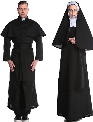  couples prêtre nonne halloween groupe couples costumes tenues hommes femmes film cosplay costume déguisement pour halloween fête carnaval spectacle scène