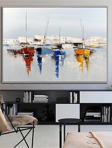  Peinture à l'huile faite à la main toile art mural décoratif abstrait couteau peinture paysage blanc pour la décoration intérieure roulé sans cadre peinture non étirée