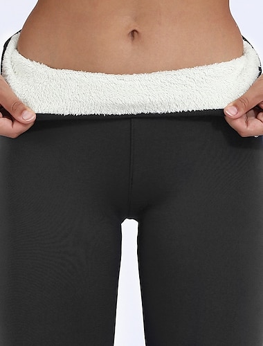  Damen Normal Fleecehosen Strumpfhosen Leggins Stumpfhosen Casual / sportlich Athleisure Knöchellänge Hoher Taillenbund Glatt Bauchkontrolle Kolbenheber Komfort Mikro-elastisch Yoga Wochenende Schwarz