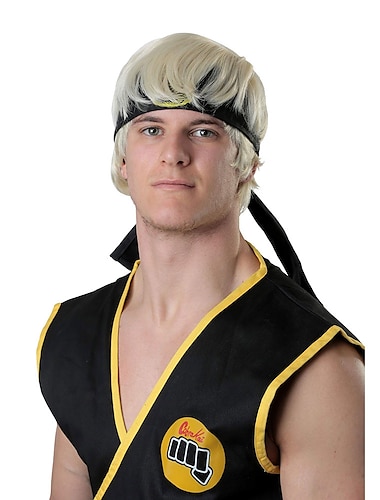  Karate Kid Johnny Cobra Kai perruque perruque blonde sous licence officielle pour hommes cosplay halloween perruques