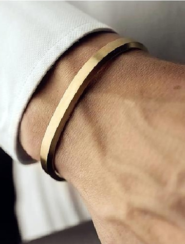  mænds armbånd mode simpelt titanium stål 3 farver guld sølv sort c formet åbning trendy tilbehør armbånd