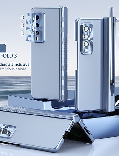  Чехол для телефона Samsung Galaxy Z Fold 5 Z Fold 4 Z Fold 3 полный корпус Flip с держателем для карандаша зеркальная отделка однотонный ПК