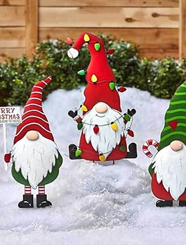  アウトドア用クリスマスデコレーション、メリークリスマスメタルステーク、サンタクロースクリスマスオーナメント、ヤードサイン、ホリデーデコレーション、フロントドア、庭、庭、芝生、屋外装飾。