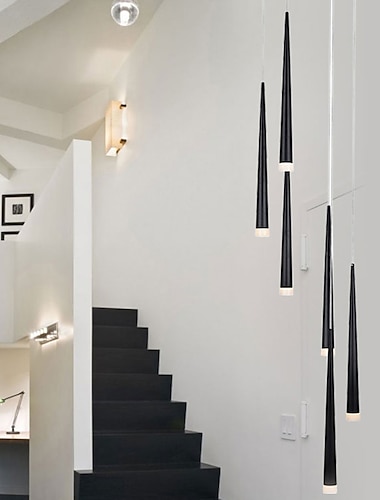  6-lichts led hanglamp kegel buis nordic stijl zwart/wit bar mini design hanglamp keuken eiland lichtbalk tafel eetkamer woonkamer verstelbare lampen