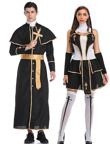  costumes de cosplay de prêtre nonne pour couples costumes de couples costumes de cosplay unisexes pour adultes fête carnaval mascarade costumes d'Halloween faciles