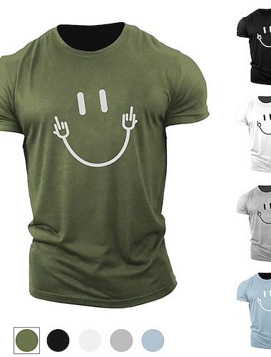  Herr symbol T-shirt Vardaglig stil 100 % bomull Kortärmad Grafisk Skjorta Heather Grey Svart Vit Bekväm t-shirt Utomhus Gata Modedesignerkläder