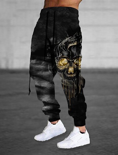  Voor heren Joggingbroeken Jogger Broek Trekkoord Elastische taille Lint Grafische prints Comfort Ademend Buitensporten Casual Dagelijks Katoenmix Terry Streetwear Ontwerper Geel Rood Micro-elastisch