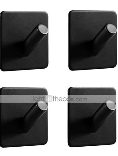  αυτοκόλλητοι γάντζοι ανθεκτικοί τοίχοι από ανοξείδωτο ατσάλι αδιάβροχο αντισκωριακό λαδιόλαδο για μπάνιο ματ μαύρο 4 τμχ