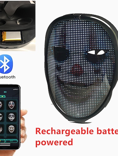  светодиодная маска hd с wifi bluetooth программируемая вечеринка на Хэллоуин косплей светящаяся маска маскарад новейшая