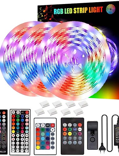  светодиодные умные полосы света 10 м 20 м 30 м rgb синхронизация музыки 12 В светодиодная лента 5050 smd изменяющая цвет светодиодная лампа с адаптером контроллера bluetooth для спальни домашний