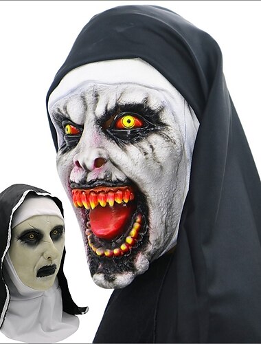  Хэллоуин маска монахини латексные маски ужасов косплей mascarillas valak маски для лица с головным убором