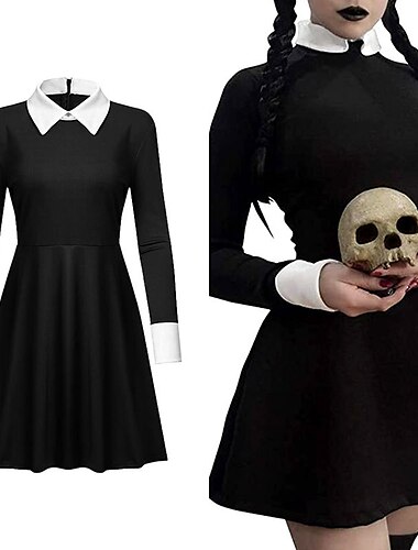  Onsdag Addams onsdag Kjoler Maskerade Cosplay Kostymefest Film-Cosplay for Dame Voksne Maskerade