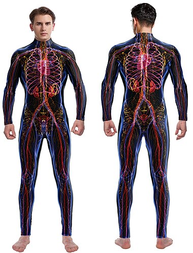  Zentai-Pakken Catsuit Huidskostuum Skelet Schedel Carnavalskostuum Full Body Suit Voor heren Dames Cosplay Anatomie Kostuum voor Carnaval Maskerade Volwassenen