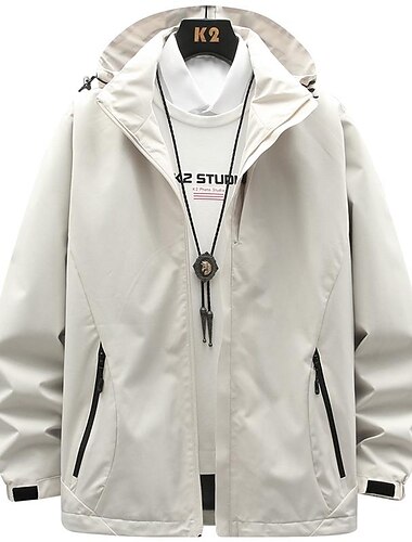  Herren Wasserdichte Wanderjacke Regenjacke Windjacke für Wanderer Frühling Draussen warm Wasserdicht Windundurchlässig Atmungsaktiv Oberbekleidung Kapuzenshirt Regenmantel Angeln Klettern Camping