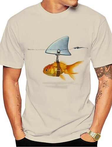  Herren Graphic Tier Fische Hemd T Shirt Kurzarm T-Shirt 3D-Druck Rundhalsausschnitt Hemd Kuschelig Brautkleider schlicht Täglich Festtage Weiß Blau Braun Sommer Bekleidung Normal S M L XL XXL 3XL