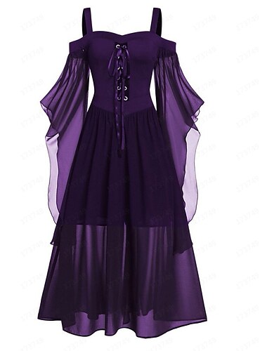  Retro Vintage Punk & Gothic Mittelalterlich Kleid Maskerade Hexe Hexen Damen Fantasie Steampunk Walpurgisnacht Halloween Karneval Maskerade Halloween Party / Abend Erwachsene Kleid
