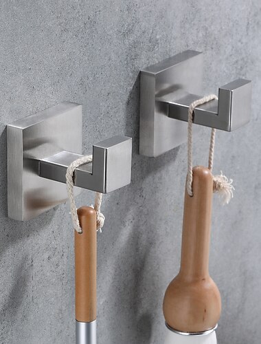  2 Wandhaken für Mäntel, Kleiderhaken aus Edelstahl, Wandgarderobenhaken für Badezimmer, Schlafzimmer, Küche (schwarz, gebürstetes Nickel, golden)