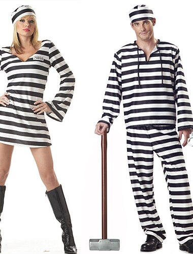  couples prisonniers tenues drôles costumes couples unisexe film cosplay cosplay costume noir carnaval mascarade costumes de carnaval faciles