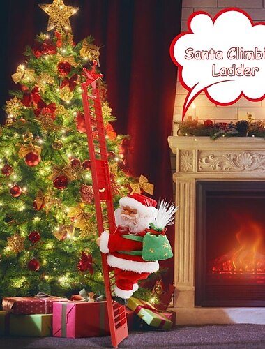  vánoční elektrická hudba Santa Claus šplhací žebřík, punčochy pro děti, zábavné ozdoby pro panenky na šplhací lano, jedinečné vánoční dárky a dekorace