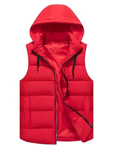  Herren Puffer Weste warm Atmungsaktiv Leichtgewichtig Winter Herbst Feste Farbe Schwarz Weiß Rote Blau Pufferjacke