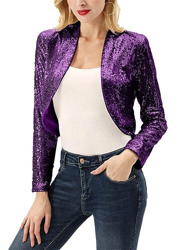  Abrigos / chaquetas tipo bolero para mujer con brillo&amp;Abrigos de novia con lentejuelas y mangas largas brillantes para todas las estaciones, vestidos para impresionar en 2025