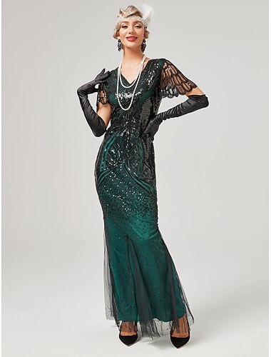  Glada 20-talet 1920-talet Cocktail klänning Flapper-klänning Klänningar Balklänning Den store Gatsby charleston Bröllopsgäst Paljetter Vanligt Dam Karnival Maskerad Bröllop Bröllopsgäst