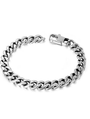  Bracelet Homme Classique Acier au titane Précieux Mode Tendance Bracelet Bijoux Argent Pleine longueur 19CM Pleine longueur 21CM Rond pour Cadeau Festival