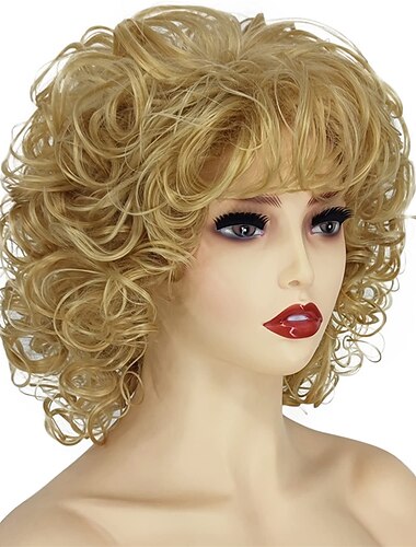  Parykk Kvinner Blonde Krøllete Dårlig Parykk 80-tall 70-tall Film Parykk Fest Daglig Halloween Parykker