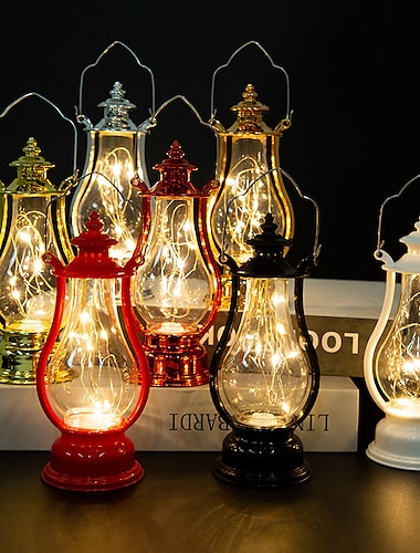  Linterna de queroseno retro, decoraciones navideñas, lámpara de alambre de cobre led, lámpara de vela creativa, decoración del hogar, decoración de halloween, luz nocturna, linterna portátil