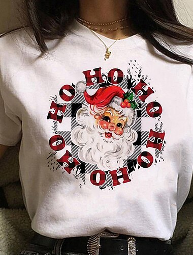 Navidad Papá Noel T-Shirt Animé Dibujos Anime Clásico Estilo callejero Para Pareja Hombre Mujer Adulto Estampado en caliente