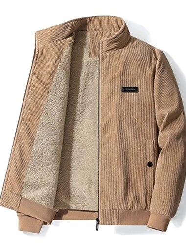  Per uomo Giacca invernale Giacca di velluto a coste Cappotto invernale Giacca in sherpa Da giorno Casual / quotidiano Tenere al caldo Antivento Con ricami Autunno Inverno Tinta unica Moderno Casual