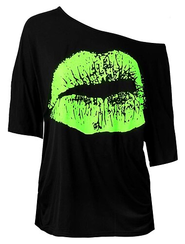  Retro vintage Jaren '80 T-Shirt Schouderafhangend Dames Halloween Carnaval Feest Casual Alledaagse kleding Volwassenen T-shirt