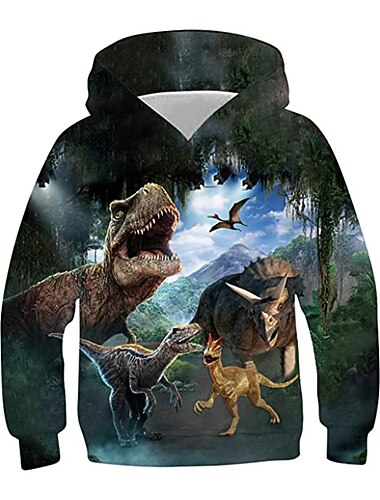  Garçon 3D Animal Dinosaure Sweat à capuche manche longue 3D effet Automne Hiver Actif Sportif Mode Polyester Enfants 3-13 ans Extérieur du quotidien Intérieur Standard