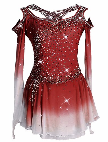  Sukienka łyżwiarska Damskie Dla dziewczynek Bruslení Sukienka Stroje Czarny Biały Różowy Niejednolita całość Asymetryczne obszycie Siateczka Spandeks Wysoka elastyczność Szkolenie Trening Zawody