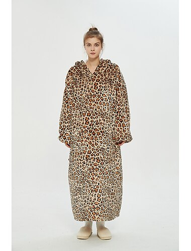  Erwachsene Feste Farbe Leopard Stelle Übergroße Hoodie-Decke Tragbare Decke mit Tasche Karton Pyjamas-Einteiler Kigurumi-Pyjamas Für Herren und Damen Karneval Maskerade Karikatur