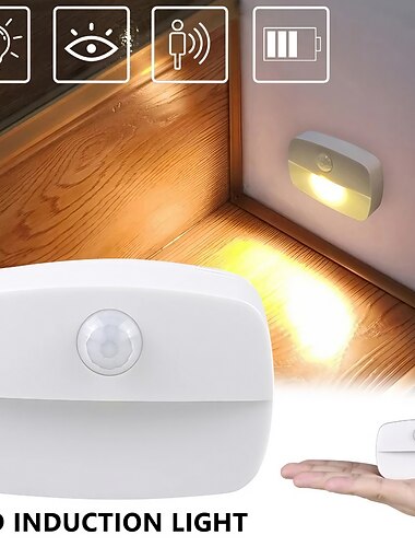  Luz led con sensor de movimiento de 2/6 Uds., lámpara de pared inalámbrica con pilas, luz nocturna sin reflejos, luz led para puerta de armario y pasillo