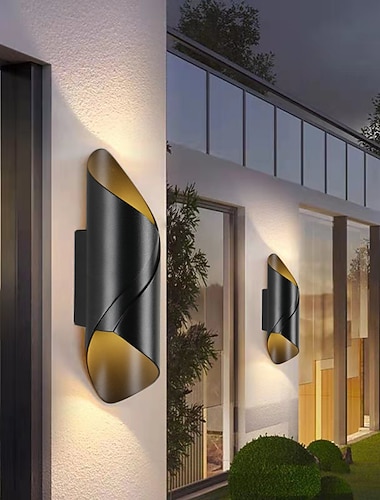  15w venkovní nástěnná lampa odolná proti povětrnostním vlivům 10,9palcová moderní led nástěnná lampa černé zlato / platina litá hliníková nástěnná lampa na verandu zahradní chodba balkon krajina