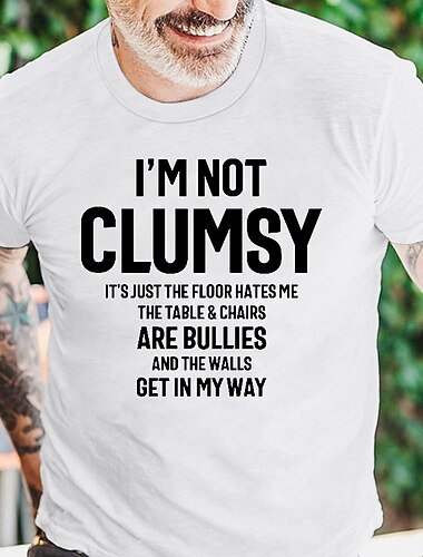  Hombre Letra Estampados no soy torpe Camiseta Estilo casual 100% Algodón Manga Corta Gráfico Camisa Negro Blanco Azul Oscuro Camiseta cómoda Exterior Calle Ropa de diseñador de moda